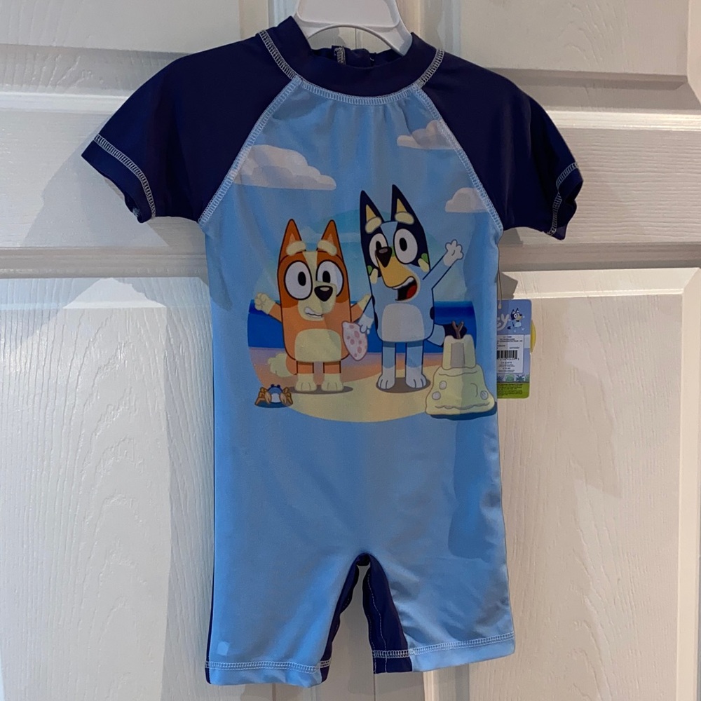 Bluey Infant Boys 1 Piece Swimwear Rashguard Beach Pool UPF 50 Size 12-18 Months